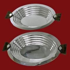  Christofle Pair of Christofle Art Deco Silver plate and wood Serving Dishes France C 1930  - 2173446