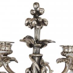  Christofle Pair of large silvered bronze candelabra by Christofle 19th century - 3552851