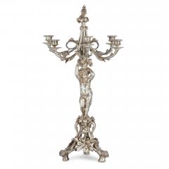  Christofle Pair of six light silvered bronze candelabra attributed to Christofle - 3596816