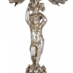  Christofle Pair of six light silvered bronze candelabra attributed to Christofle - 3596817