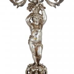  Christofle Pair of six light silvered bronze candelabra attributed to Christofle - 3596819