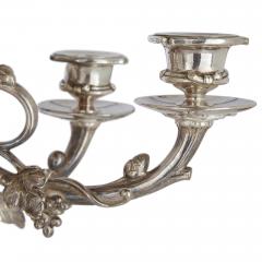  Christofle Pair of six light silvered bronze candelabra attributed to Christofle - 3596828