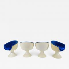  Chromcraft Four Space Age Style Bubble Chairs in Blue Velvet by Chromecraft - 1245449