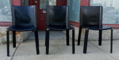  Cidue Attributed Willy Rizzo 3 Black Leather Side or Desk Chairs by Cidue Italy 1970s - 2580982