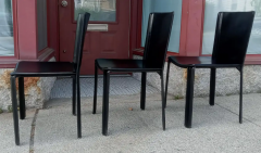  Cidue Attributed Willy Rizzo 3 Black Leather Side or Desk Chairs by Cidue Italy 1970s - 2580998