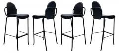  Cidue Four Willy Rizzo Style Black Leather Tubular Cidue Barstools Mid Century Modern - 3670877