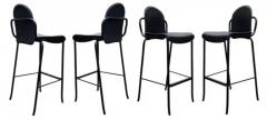  Cidue Four Willy Rizzo Style Black Leather Tubular Cidue Barstools Mid Century Modern - 3670878