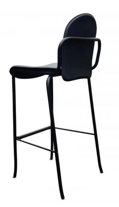  Cidue Four Willy Rizzo Style Black Leather Tubular Cidue Barstools Mid Century Modern - 3670888