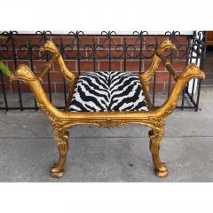  Clarence House Antique Regency Giltwood Camel Head Bench With Clarence House Zebra Seat - 4707447