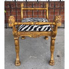  Clarence House Antique Regency Giltwood Camel Head Bench With Clarence House Zebra Seat - 4707448