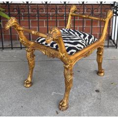  Clarence House Antique Regency Giltwood Camel Head Bench With Clarence House Zebra Seat - 4707451