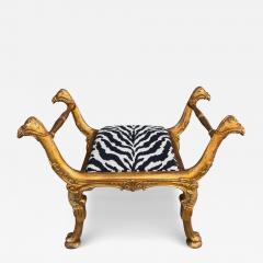 Clarence House Antique Regency Giltwood Camel Head Bench With Clarence House Zebra Seat - 4708141