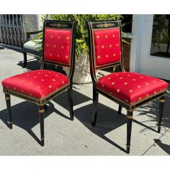  Clarence House Pair of Antique Empire Black Gold Chairs W Red Clarence House Seats - 3523258