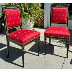  Clarence House Pair of Antique Empire Black Gold Chairs W Red Clarence House Seats - 3523287
