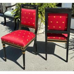  Clarence House Pair of Antique Empire Black Gold Chairs W Red Clarence House Seats - 3523302