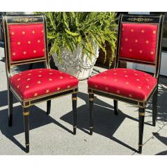  Clarence House Pair of Antique Empire Black Gold Chairs W Red Clarence House Seats - 3523338