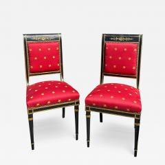  Clarence House Pair of Antique Empire Black Gold Chairs W Red Clarence House Seats - 3527798