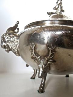  Clive Devenish Antiques Silver Plated Covered Tureen with Deer Ram Motif Circa 1885 Meriden  - 744265