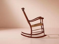  Colombo Sanguineti Colombo Sanguineti rocking chair made of beech and woven straw Chiavari 1940s - 3473042