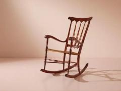  Colombo Sanguineti Colombo Sanguineti rocking chair made of beech and woven straw Chiavari 1940s - 3473123