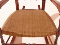  Colombo Sanguineti Colombo Sanguineti rocking chair made of beech and woven straw Chiavari 1940s - 3473253