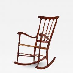  Colombo Sanguineti Colombo Sanguineti rocking chair made of beech and woven straw Chiavari 1940s - 3560886