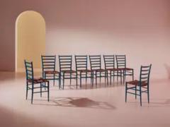  Colombo Sanguineti Colombo Sanguineti set of eight chairs Cinque Stecche Chiavari Italy 1940s - 3925525