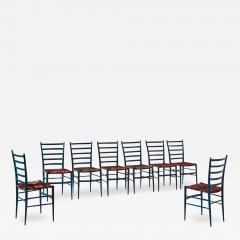  Colombo Sanguineti Colombo Sanguineti set of eight chairs Cinque Stecche Chiavari Italy 1940s - 3930920