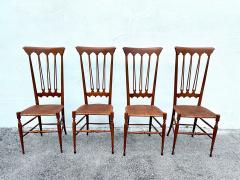  Colombo Sanguineti Mobili Sanguineti Chiavari Set of Four 4 Wood and Wicker Chairs - 4641263