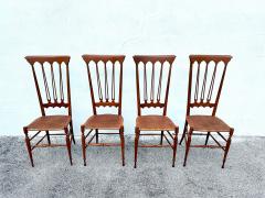  Colombo Sanguineti Mobili Sanguineti Chiavari Set of Four 4 Wood and Wicker Chairs - 4641394