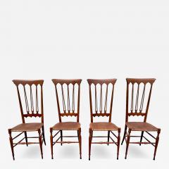  Colombo Sanguineti Mobili Sanguineti Chiavari Set of Four 4 Wood and Wicker Chairs - 4730883