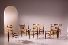  Colombo Sanguineti Set of eight chairs in beech and rope by Colombo Sanguineti Italy 1950s - 4480435
