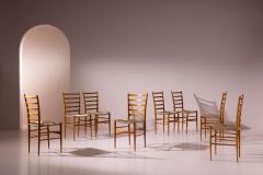  Colombo Sanguineti Set of eight chairs in beech and rope by Colombo Sanguineti Italy 1950s - 4480437