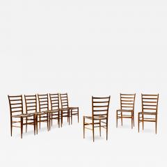  Colombo Sanguineti Set of eight chairs in beech and rope by Colombo Sanguineti Italy 1950s - 4483701