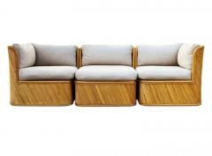  Comfort Design Furniture Mid Century Modern Bamboo Pencil Reed Modular or Sectional Sofa with New Cushion - 3548991