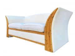  Comfort Design Matching Pair of Mid Century Modern Bamboo Reed White Sofas or Loveseats - 2011861