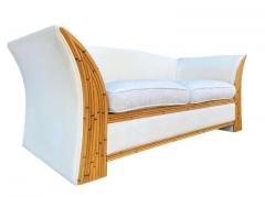  Comfort Design Matching Pair of Mid Century Modern Bamboo Reed White Sofas or Loveseats - 2011873