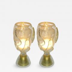  Constantini Constantini 1980s Italian Pair of Modern Brass and Gold Murano Glass Lamps - 361686
