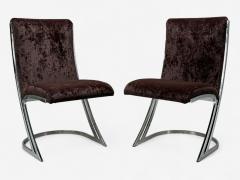  Contemporary Shells Pierre Cardin Chromed Metal Velvet Six Dining Chairs USA 1970s - 4365808