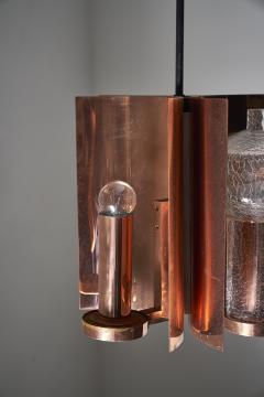  Cosack Leuchten Copper and Crackle Glass Pendant 1960s - 4500535