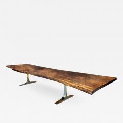  Costantini Design Ambrosi Live Edge Walnut Slab Table with Cast Bronze Bases - 2327580