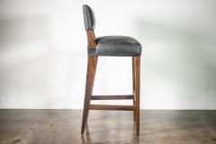  Costantini Design Bar Stool in Solid Wood and Black Leather by Costantini Bruno In Stock - 4705086