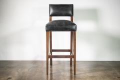  Costantini Design Bar Stool in Solid Wood and Black Leather by Costantini Bruno In Stock - 4705088