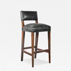  Costantini Design Bar Stool in Solid Wood and Black Leather by Costantini Bruno In Stock - 4705392