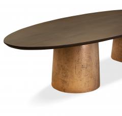  Costantini Design Benone Twin Pedestal Oval Dining Table Cast Bronze Bases Knife Edge Custom - 3991039