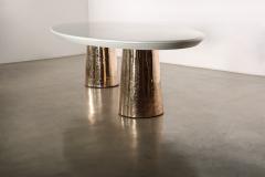  Costantini Design Cast Bronze Lacquered Twin Pedestal Oval Dining Table with Quartz Top Benino - 4600723