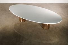  Costantini Design Cast Bronze Lacquered Twin Pedestal Oval Dining Table with Quartz Top Benino - 4600726