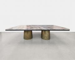  Costantini Design Cast Bronze Twin Pedestal Dining Table with Marble Top by Costantini Benone - 4752701