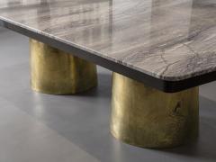  Costantini Design Cast Bronze Twin Pedestal Dining Table with Marble Top by Costantini Benone - 4752707