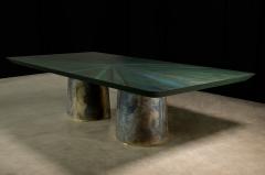  Costantini Design Cast Bronze Wood Twin Pedestal Dining Table from Costantini Benone - 4537579